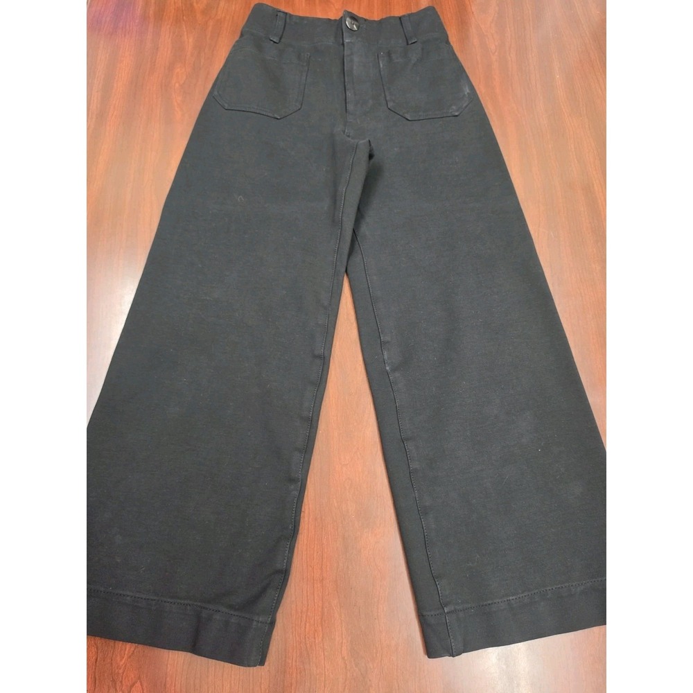 Maeve by Antropologie The Colette Black Cropped Wide Leg Pants Womens 2.5